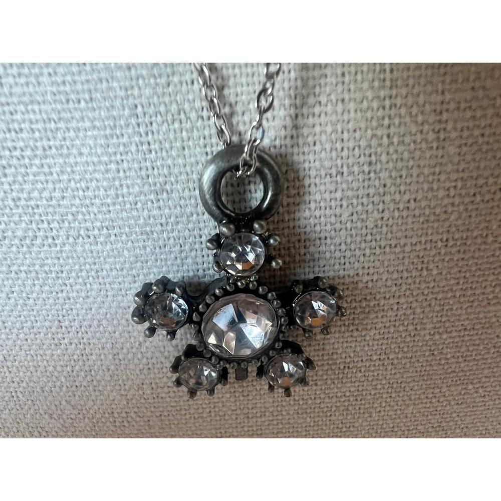 Crystal Starburst Pendant Necklace Silver Snowflake Gunmetal Celestial Edgy